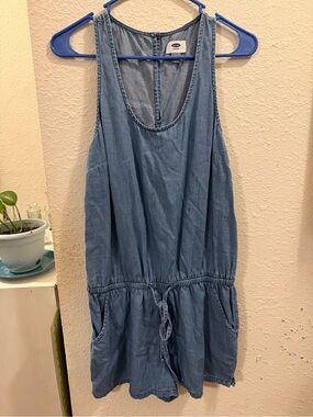 Denim shorts romper